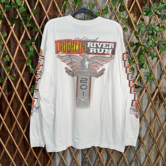 Vintage Y2K Laughlin River run motorcycle rally LS T-shirt - Picture 1 of 4